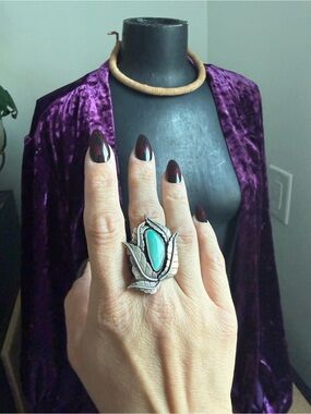 Sterling silver Turquoise Statement Ring size 9 southern goth   southwest style